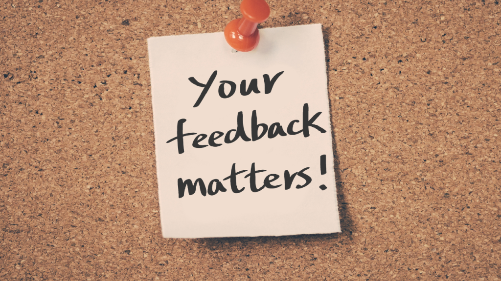 your feedback matters on a cork board