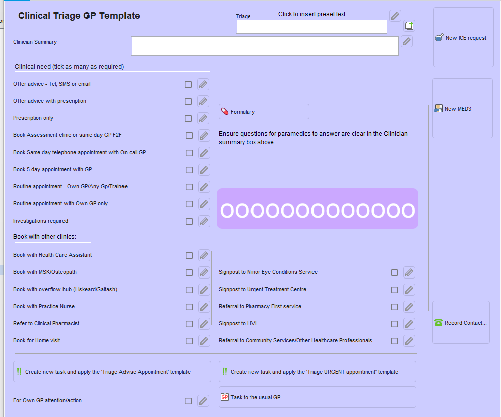 Saltash Health Centre Digital triage Template SytmOne