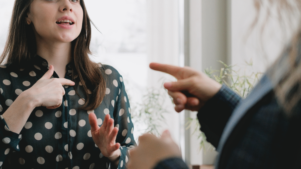 two female colleagues having a conflict at work